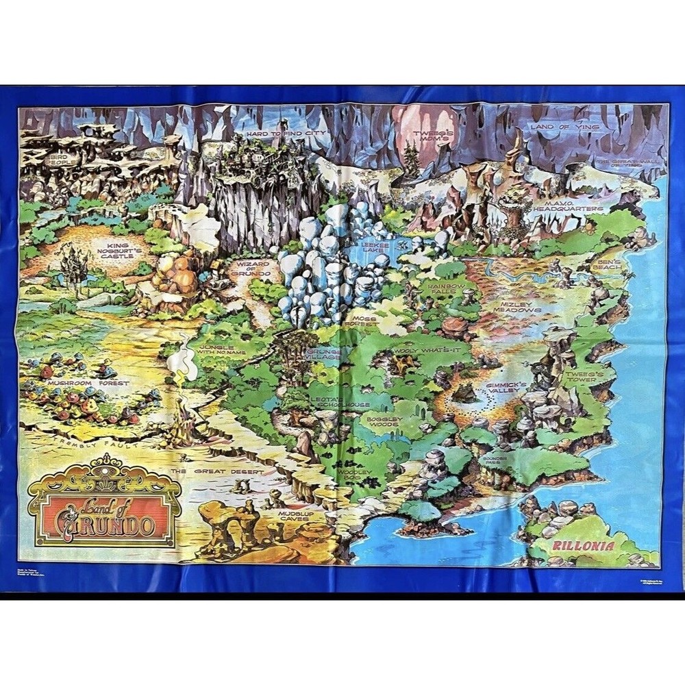 Land of Grundo Vinyl Map Vntg 1986 Alchemy World of Wonders Teddy Ruxpin 33x47